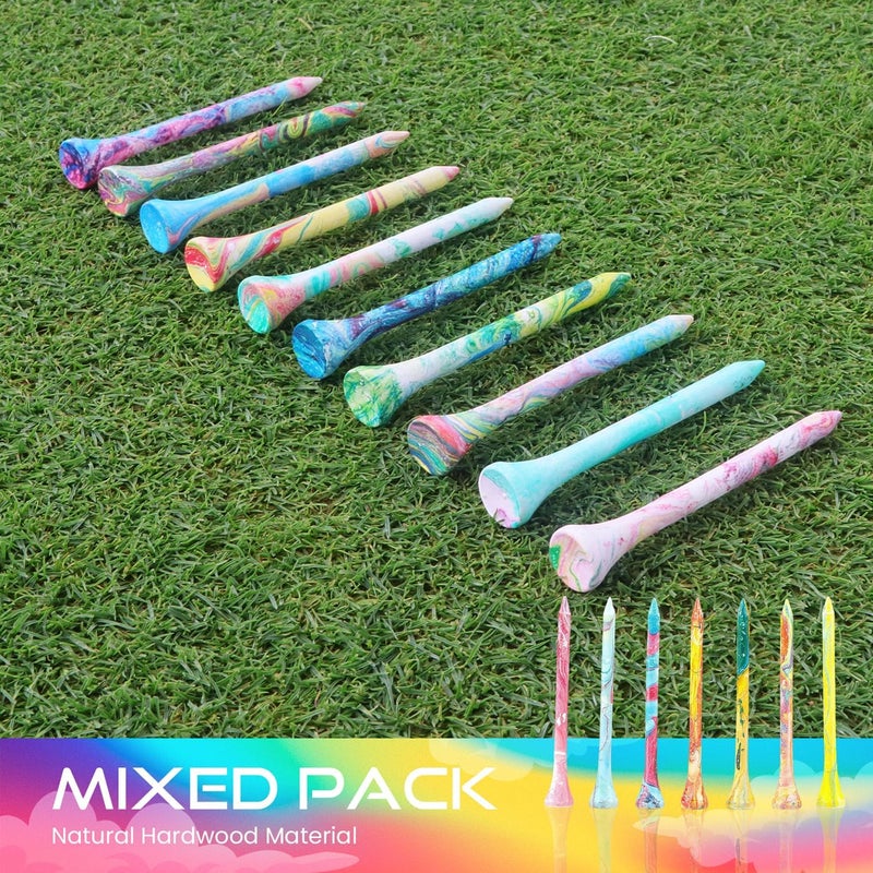 EWILLING Store Golf Tees Multiple Colors Mixed Size Package, 100pcs Professional Bamboo/Wood Golf Tees, Size 3-1/4", 2-3/4" & 1-1/2" Reduce Friction and Resistance - Image 3